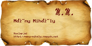 Mány Mihály névjegykártya