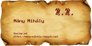 Mány Mihály névjegykártya