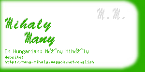 mihaly many business card
